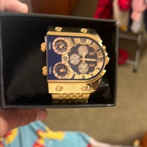 Casio Gold and Blue Chronograph Watch